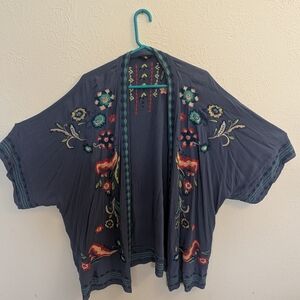 Embroidered Blue Women's Cardigan
